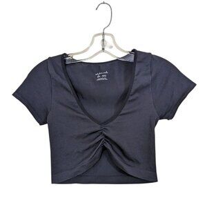 Out From Under Seamless Ruched Cropped Top Black Size MEDIUM/LARGE